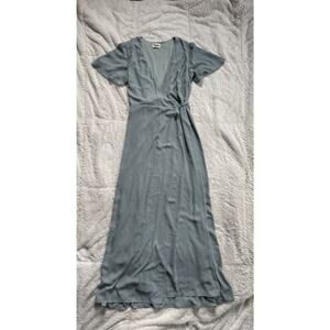 Show Me Your Mumu Sophia Wrap Maxi Dress Flutter Sleeve Size Medium Dusty Blue